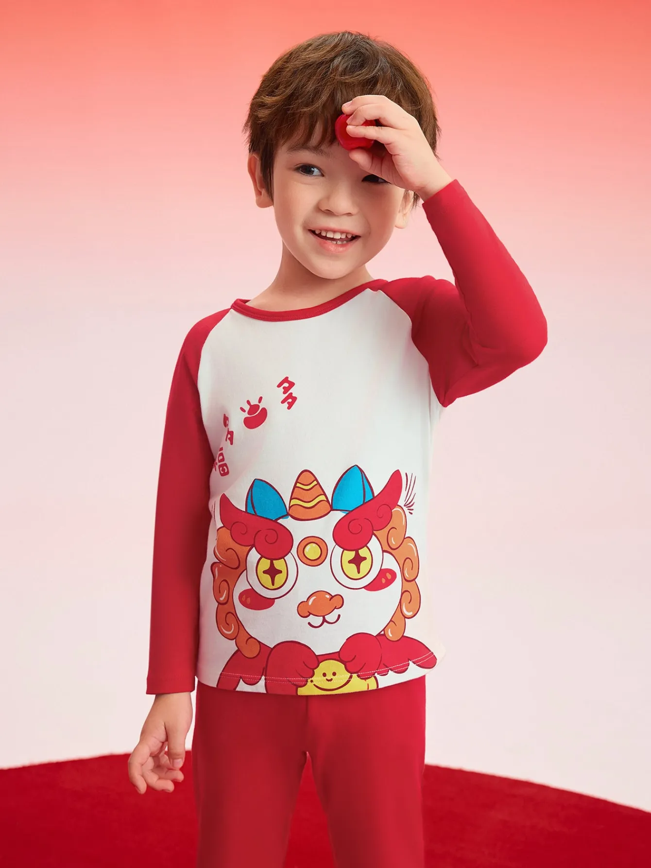 Balabala Baby Autumn Clothes Suit Year of the Snake Boy And Girl Thermal Underwear Animal Year Red Pajamas Clearance