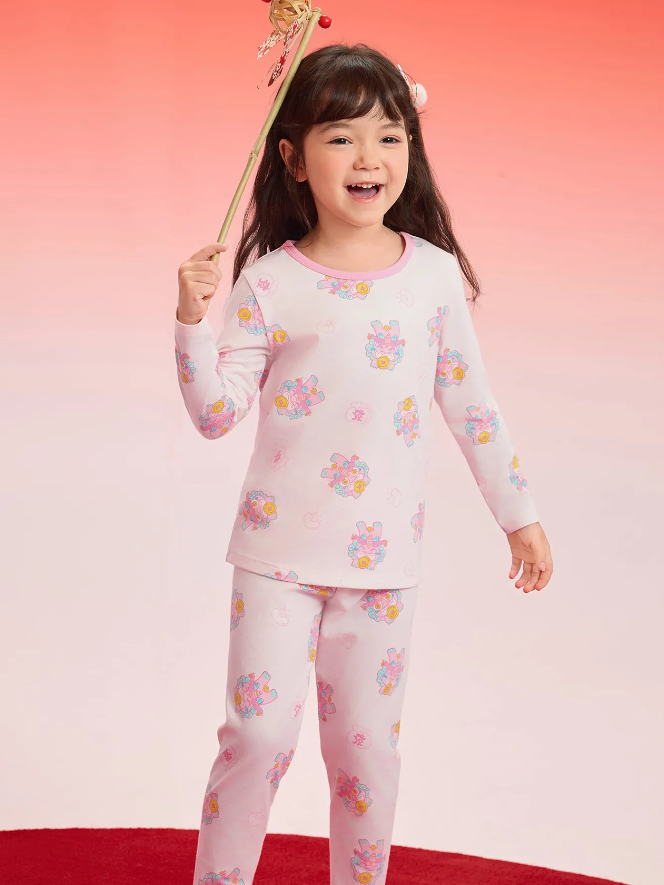 Balabala Baby Autumn Clothes Suit Year of the Snake Boy And Girl Thermal Underwear Animal Year Red Pajamas Clearance