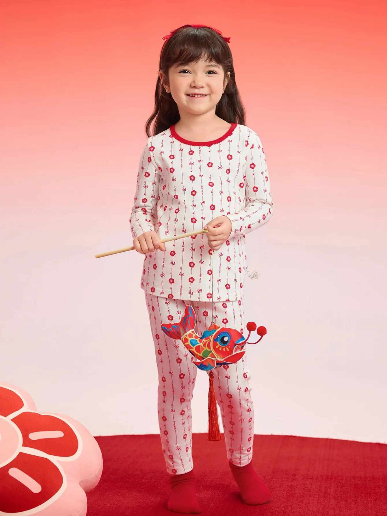 Balabala Baby Autumn Clothes Suit Year of the Snake Boy And Girl Thermal Underwear Animal Year Red Pajamas Fashion