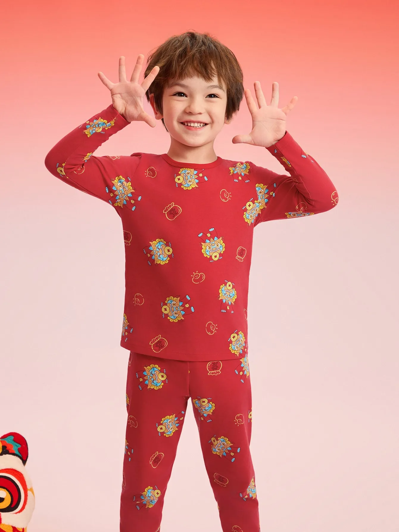 Balabala Baby Autumn Clothes Suit Year of the Snake Boy And Girl Thermal Underwear Animal Year Red Pajamas Clearance