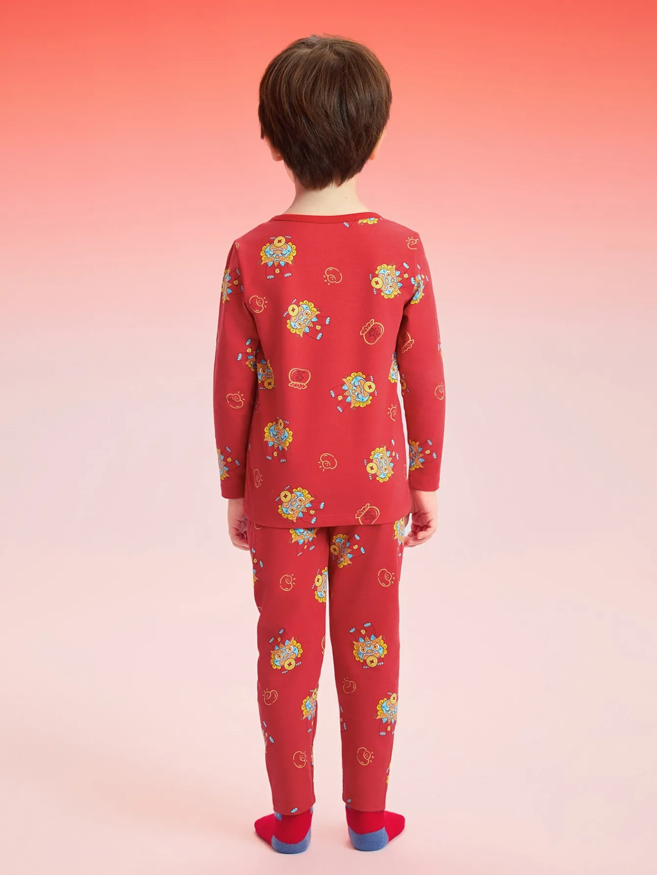 Balabala Baby Autumn Clothes Suit Year of the Snake Boy And Girl Thermal Underwear Animal Year Red Pajamas Clearance