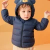 Balabala Baby Bear Print Hooded Classic Versatile Down Jacket Dark Blue Cheap