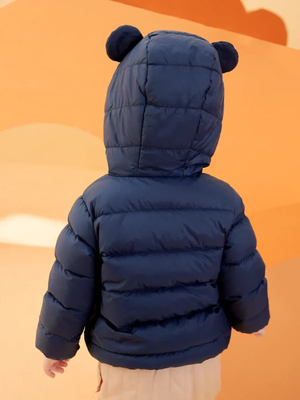 Balabala Baby Bear Print Hooded Classic Versatile Down Jacket Dark Blue Cheap