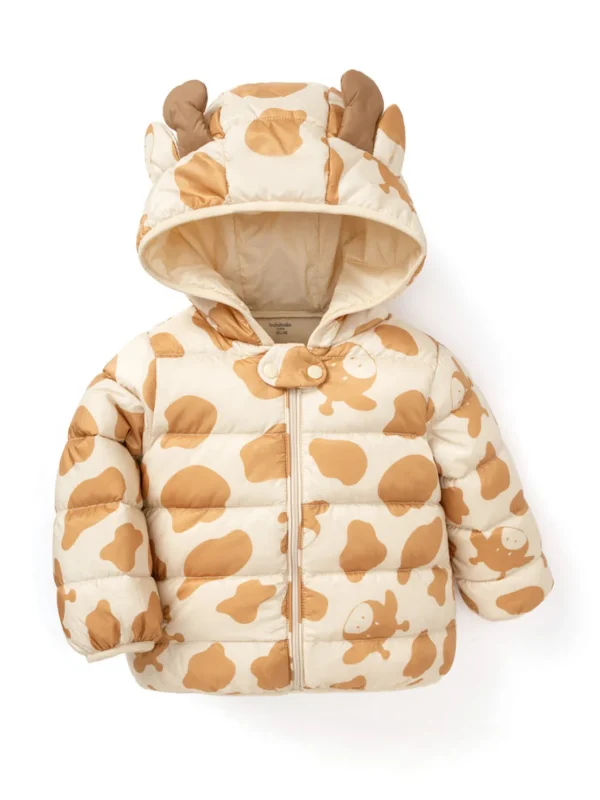 Balabala Baby Bear Print Hooded Classic Versatile Down Jacket Coffee Hue Store