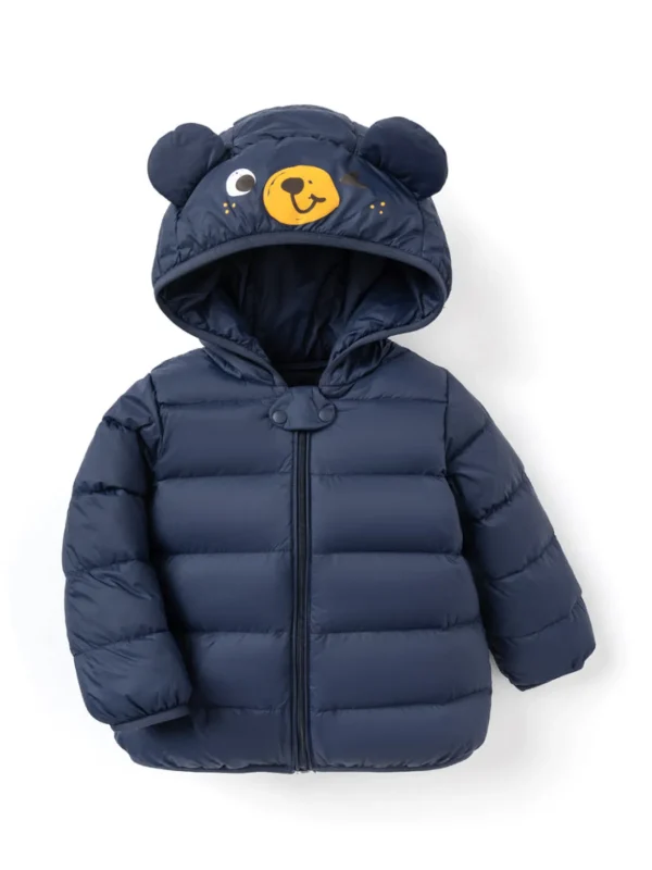 Balabala Baby Bear Print Hooded Classic Versatile Down Jacket Dark Blue Cheap