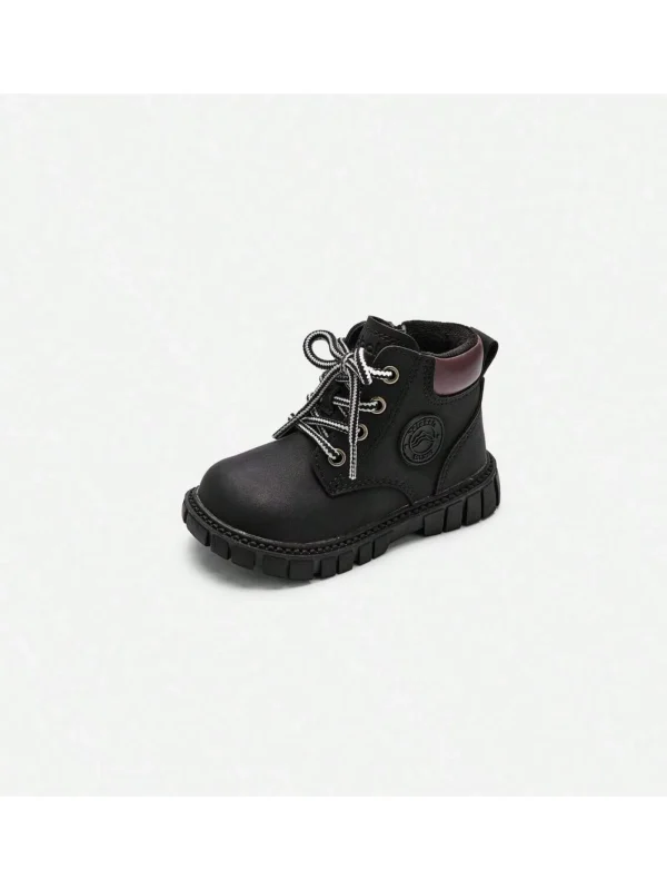 Balabala Baby Boys Autumn And Winter Fashionable High-Top Thickened Warm Anti-Slip Sole Kids Boots Black Store