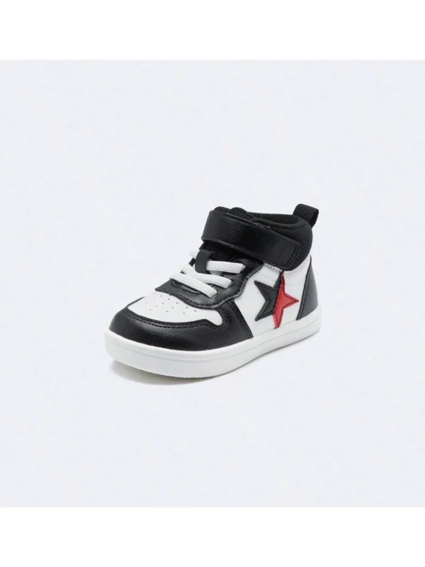 Balabala Baby Boys Star Pattern Sports Shoes Winter Warm Baby Non-Slip Toddler Shoes Black White Outlet
