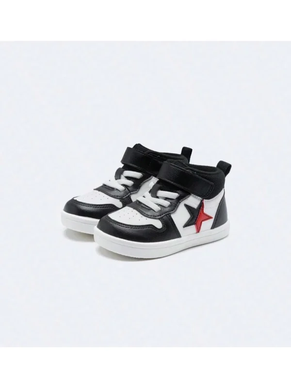 Balabala Baby Boys Star Pattern Sports Shoes Winter Warm Baby Non-Slip Toddler Shoes Black White Outlet