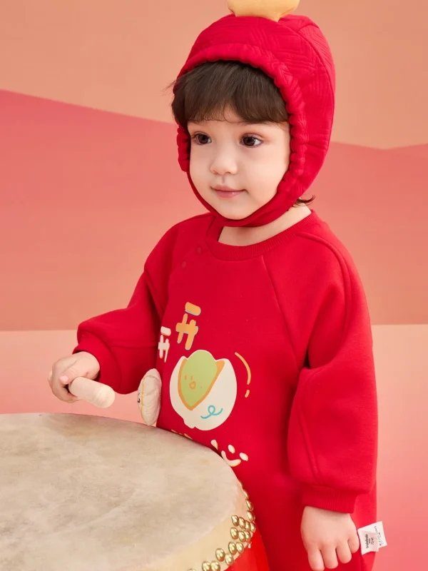 Balabala Baby Clothes Jumpsuit Newborn Romper New Year Greeting Outfit 2025 New Spring New