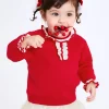 Balabala Baby Girl 100% Cotton Solid Colour Crew Neck Jumper 0-3 Years Chinese Red New