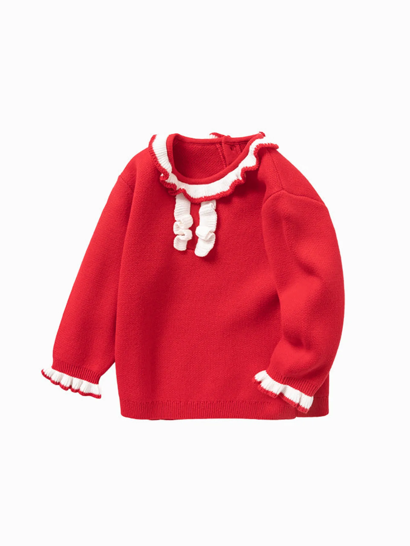 Balabala Baby Girl 100% Cotton Solid Colour Crew Neck Jumper 0-3 Years Chinese Red New