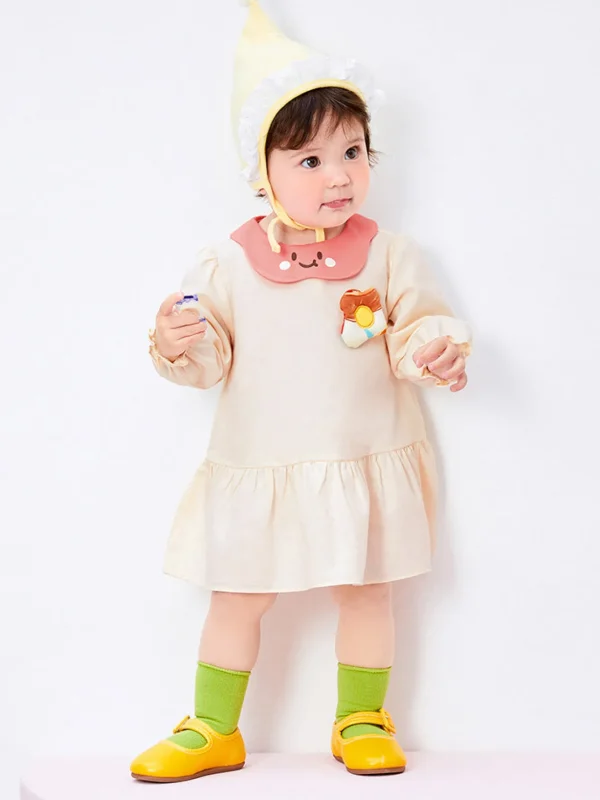 Balabala Baby Girl Cute Lapel Loose Dress Online