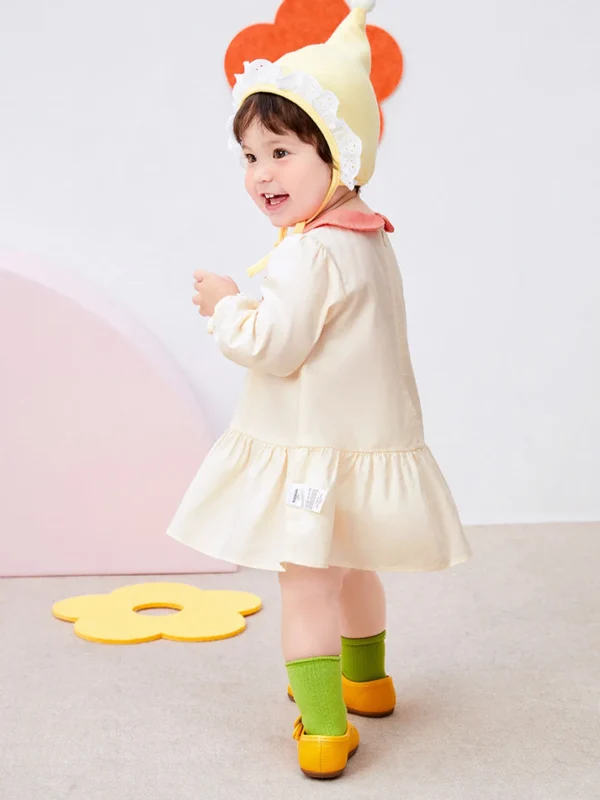 Balabala Baby Girl Cute Lapel Loose Dress Online