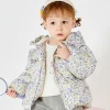 Balabala Baby Girl Full Print French Court Garden Hooded Down Jacket Purple Hue Cheap