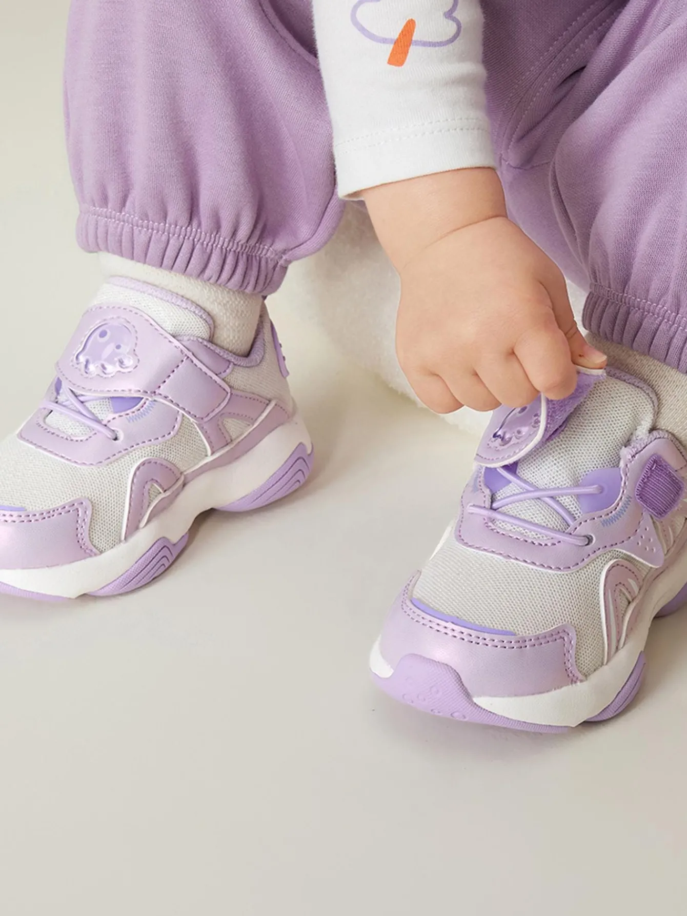 Balabala Baby Girls' Octopus Pattern Magic Tape Closure Anti-Slip Shock-Absorbing Comfortable Casual Sneakers Purple Pink Purple Store