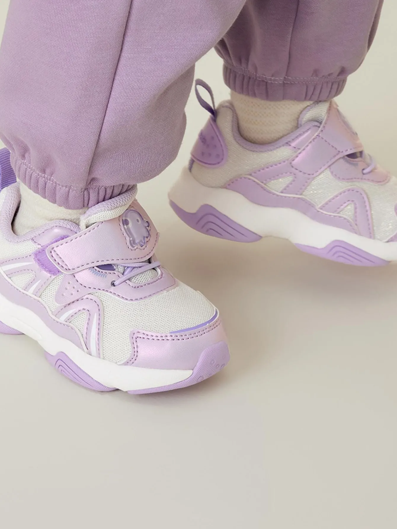 Balabala Baby Girls' Octopus Pattern Magic Tape Closure Anti-Slip Shock-Absorbing Comfortable Casual Sneakers Purple Pink Purple Store