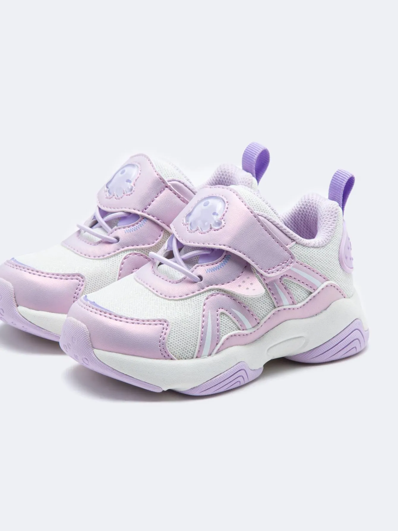 Balabala Baby Girls' Octopus Pattern Magic Tape Closure Anti-Slip Shock-Absorbing Comfortable Casual Sneakers Purple Pink Purple Store