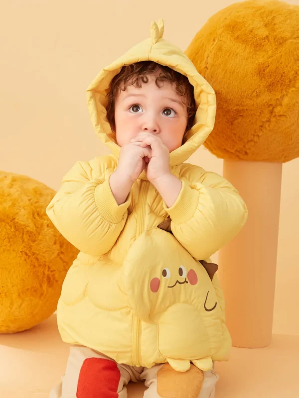 Balabala Baby Hooded Cute Print Down Jacket Light Yellow Best