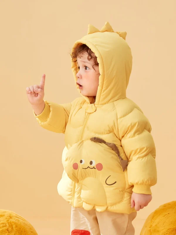 Balabala Baby Hooded Cute Print Down Jacket Light Yellow Best