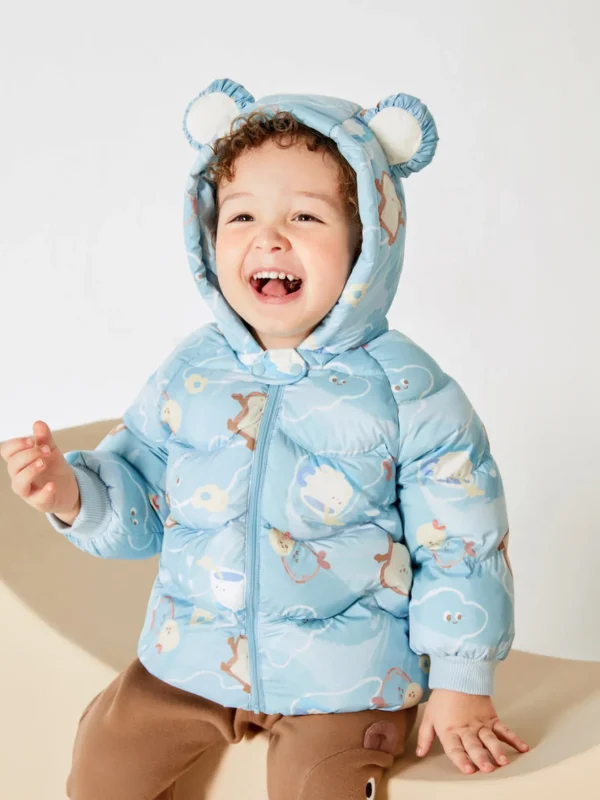 Balabala Baby Hooded Cute Print Down Jacket Blue Hue Best