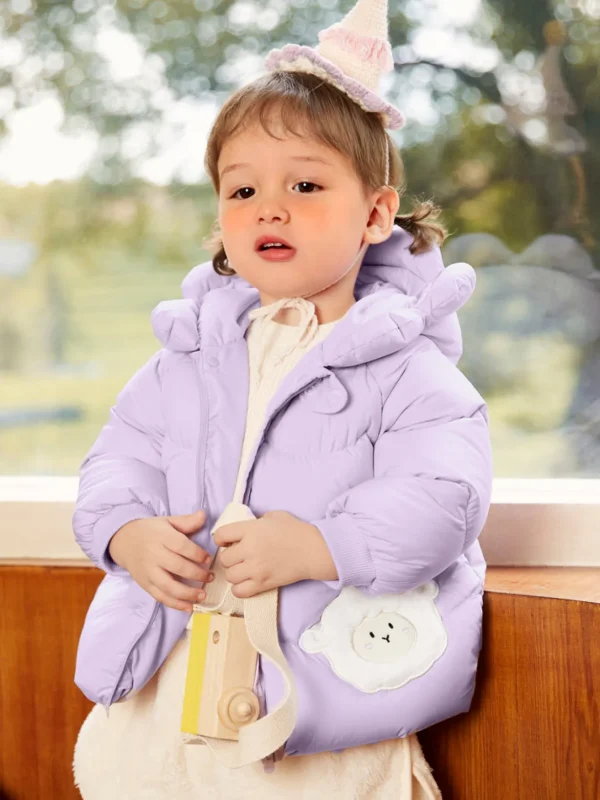 Balabala Baby Hooded Cute Print Down Jacket Violet Best