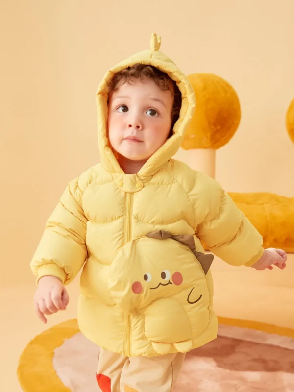 Balabala Baby Hooded Cute Print Down Jacket Light Yellow Best