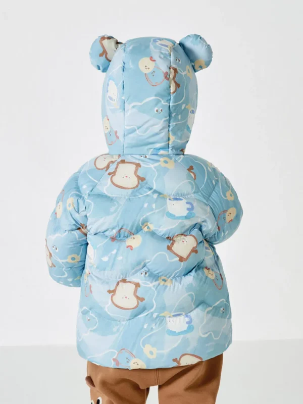 Balabala Baby Hooded Cute Print Down Jacket Blue Hue Best