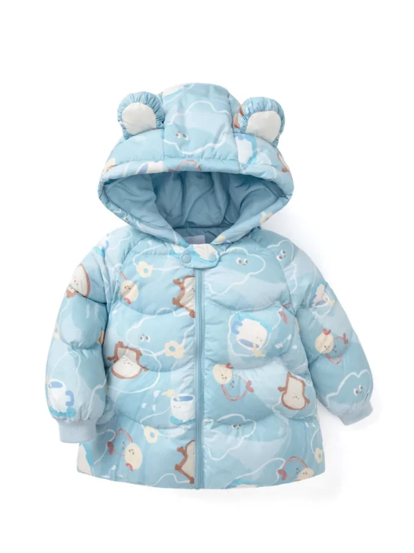 Balabala Baby Hooded Cute Print Down Jacket Blue Hue Best