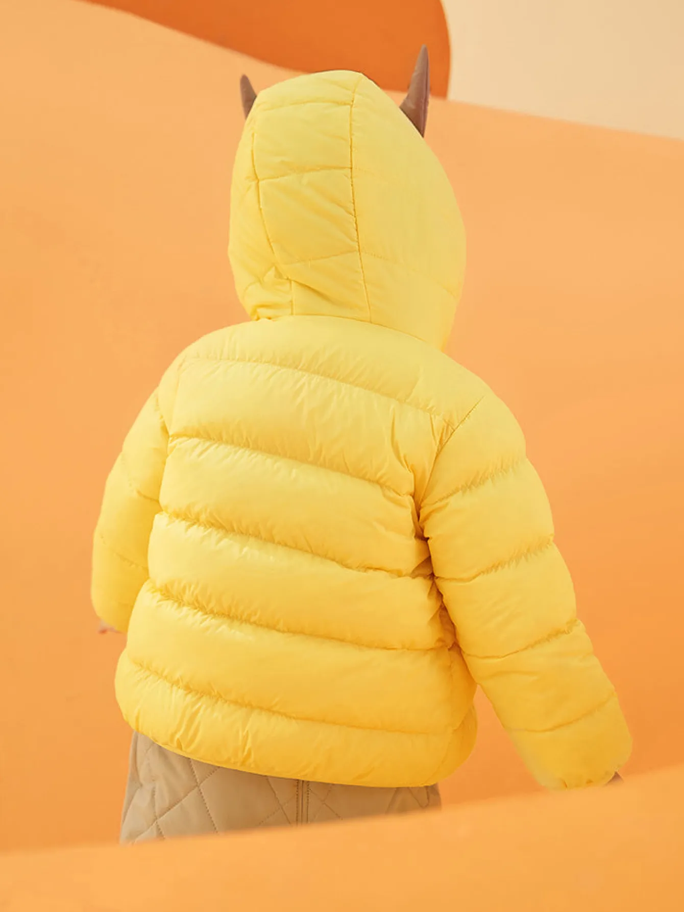 Balabala Baby Hooded Ears Fresh Cute Fun Bright Color Down Jacket Light Yellow Cheap