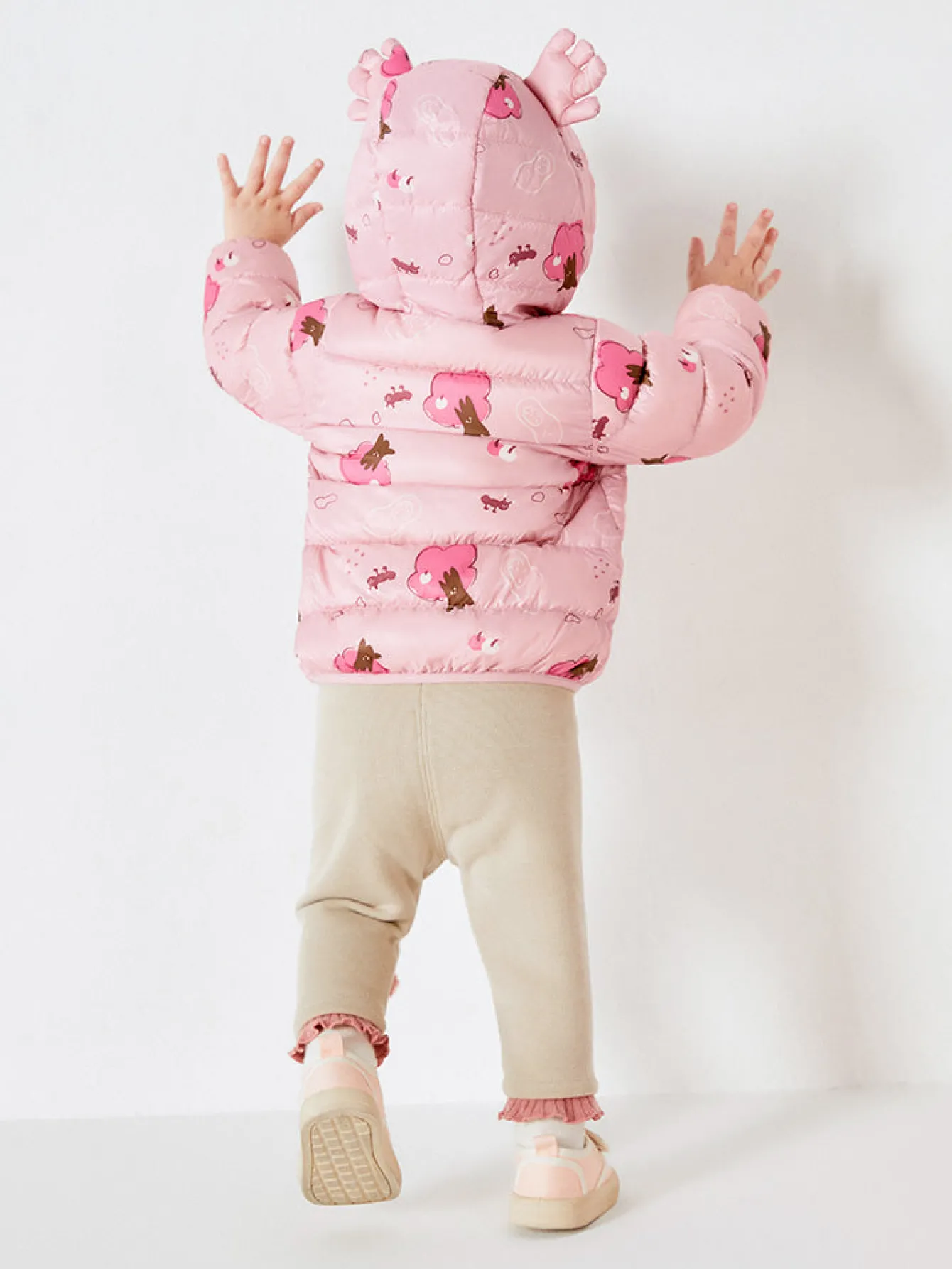 Balabala Baby Hooded Ears Fresh Cute Fun Bright Color Down Jacket Red Hue Clearance