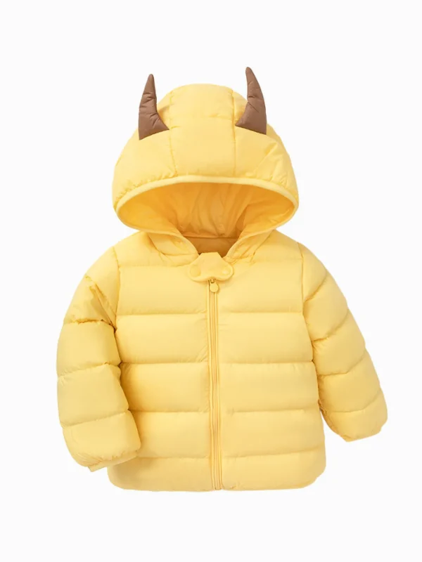 Balabala Baby Hooded Ears Fresh Cute Fun Bright Color Down Jacket Light Yellow Cheap