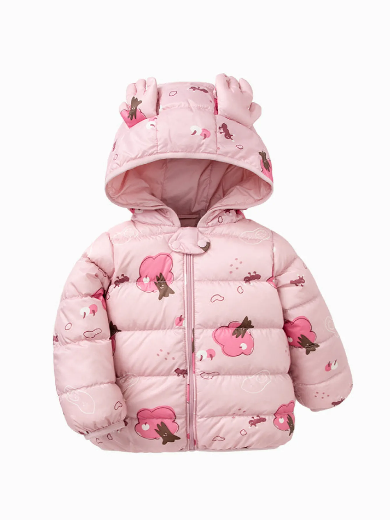 Balabala Baby Hooded Ears Fresh Cute Fun Bright Color Down Jacket Red Hue Clearance