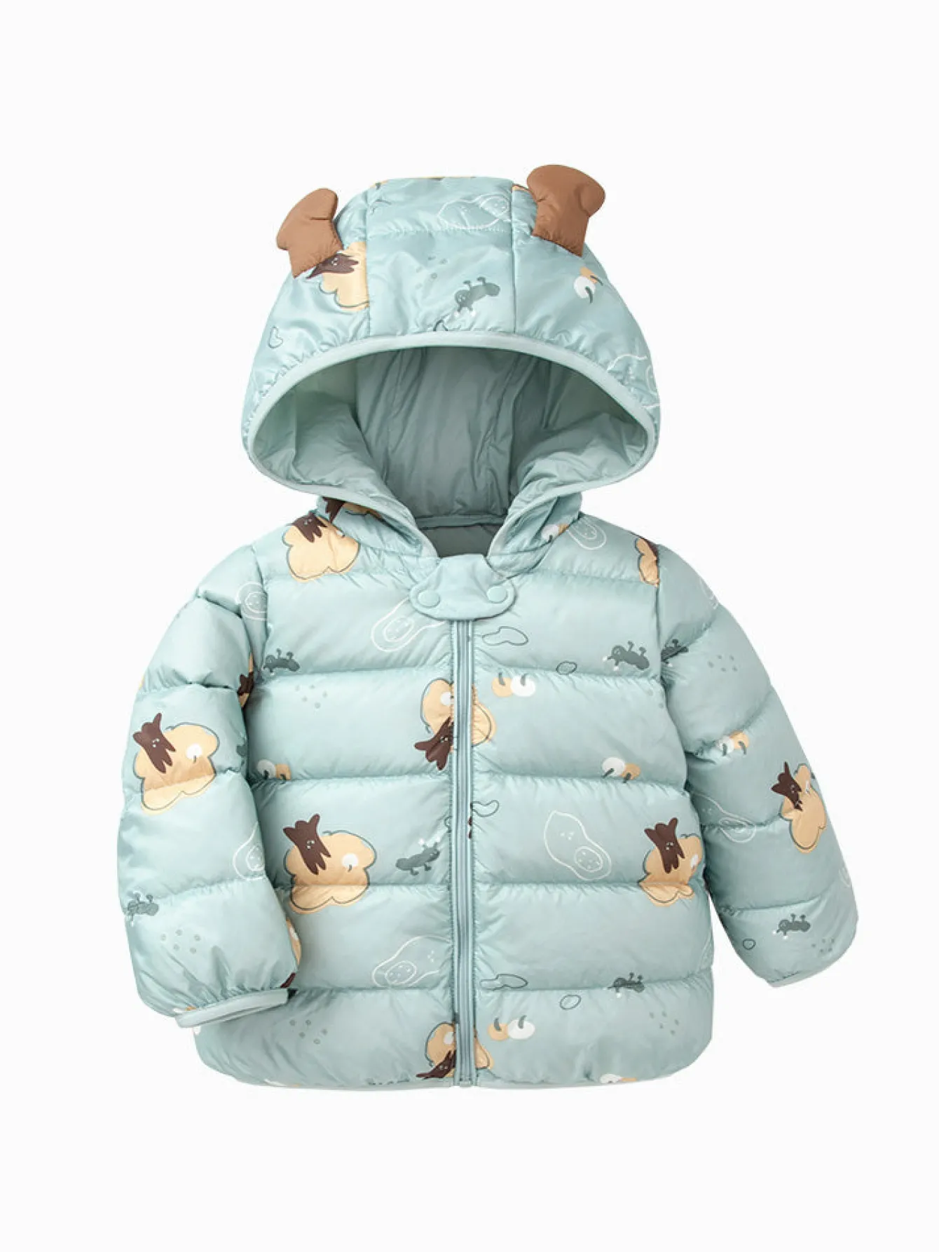 Balabala Baby Hooded Ears Fresh Cute Fun Bright Color Down Jacket Green Hue Fashion
