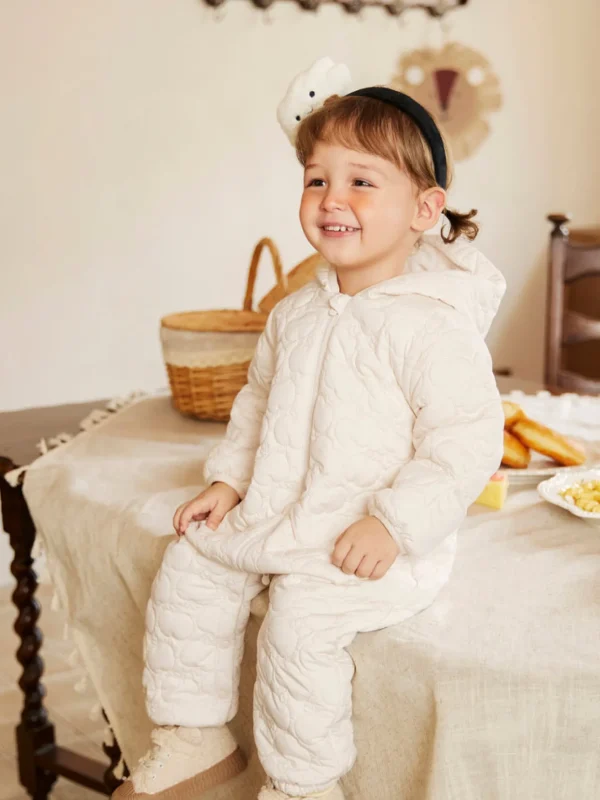 Balabala Baby Hooded Long Sleeve Jumpsuit Cream White Shop