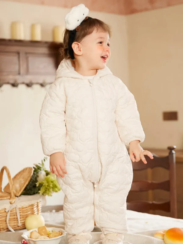 Balabala Baby Hooded Long Sleeve Jumpsuit Cream White Shop