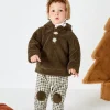 Balabala Baby Hooded Long Sleeve Pattern Long Sleeve Suit Coffee Hot