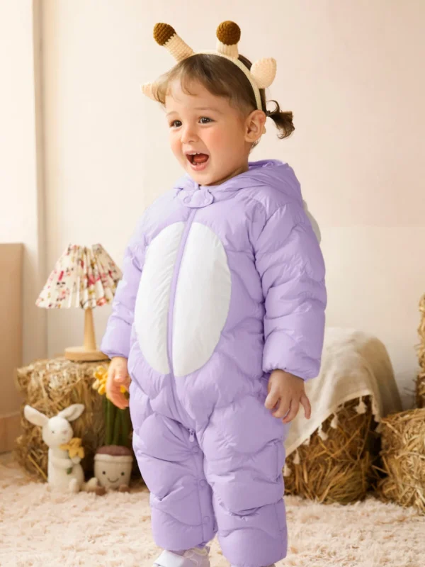 Balabala Baby Hooded Long-Sleeved Three-Dimensional Shape Tail Jumpsuit Violet Flash Sale