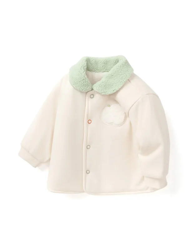 Balabala Baby Lapel Long Sleeve Jacket Ivory Cheap