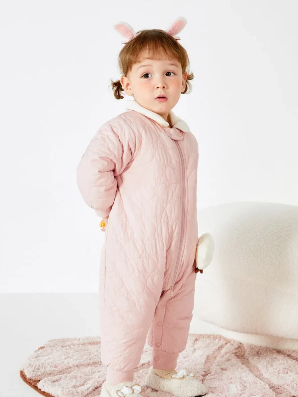 Balabala Baby Lapel Long Sleeve Jumpsuit Pink Outlet