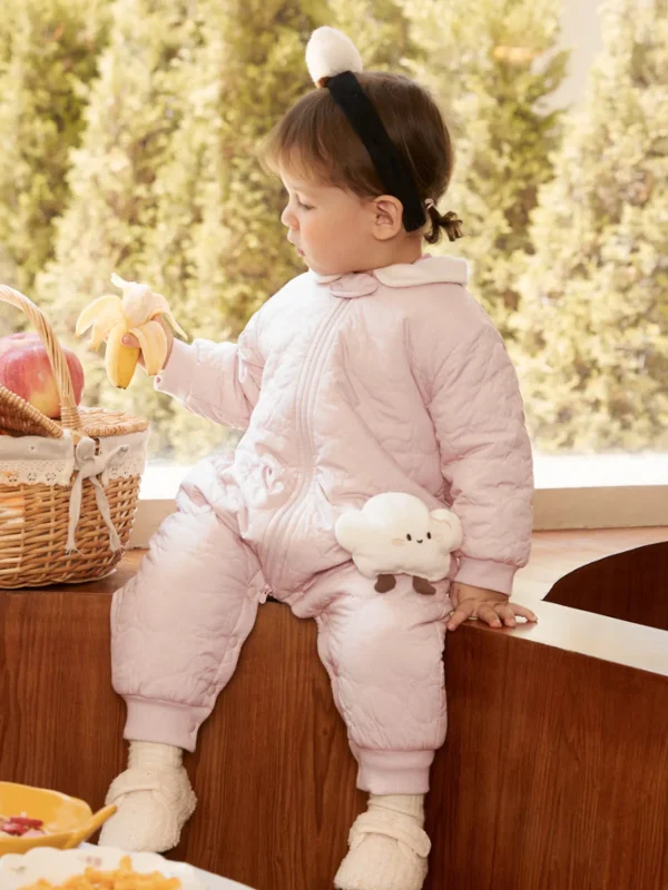 Balabala Baby Lapel Long Sleeve Jumpsuit Pink Outlet