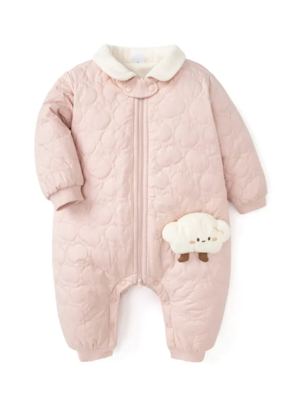 Balabala Baby Lapel Long Sleeve Jumpsuit Pink Outlet