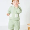 Balabala Baby Lapel Long Sleeve Two-Section Pants Long Sleeve Set Pink Green Cheap