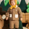 Balabala Baby Lapel Long Sleeve Two-Section Pants Long Sleeve Set Dark Khaki Discount