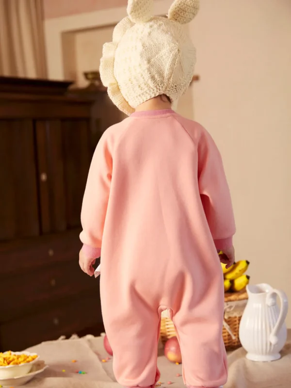 Balabala Baby Plush Animal Round Neck Long-Sleeved Jumpsuit Pink Flamingo Store