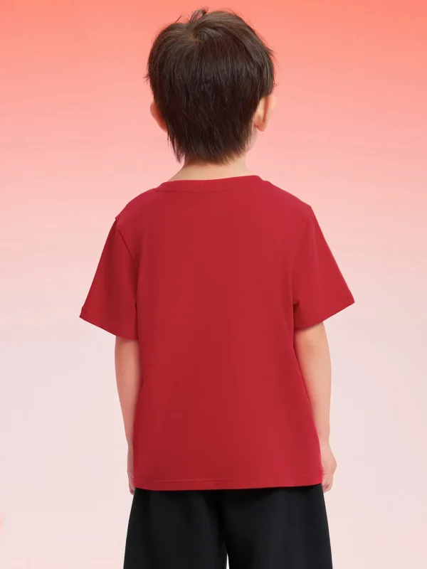 Balabala Baby T-Shirt 2025 New Boy Short Sleeve New Year Red Animal Year Girl Undershirt Best