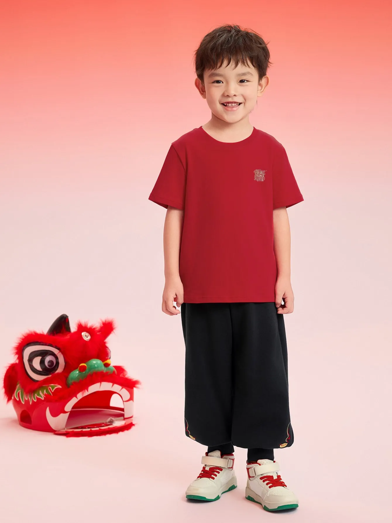 Balabala Baby T-Shirt 2025 New Boy Short Sleeve New Year Red Animal Year Girl Undershirt Best