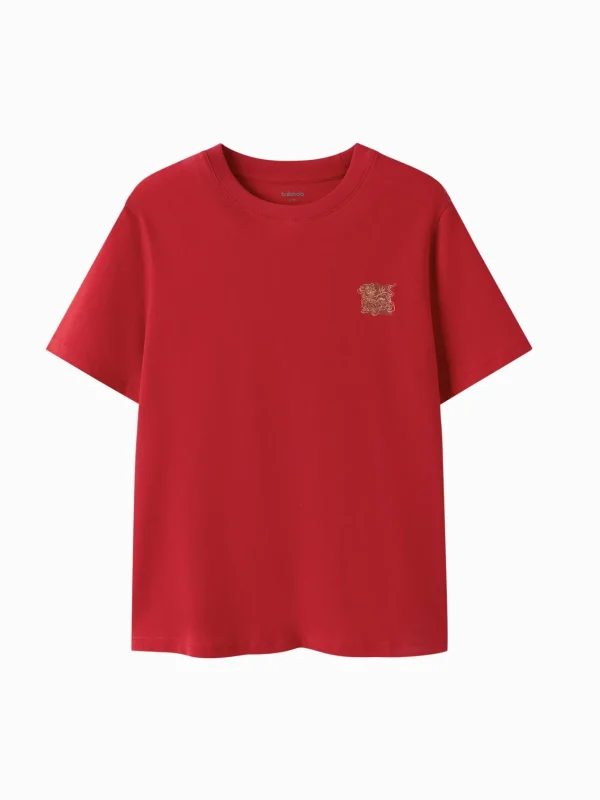 Balabala Baby T-Shirt 2025 New Boy Short Sleeve New Year Red Animal Year Girl Undershirt Best