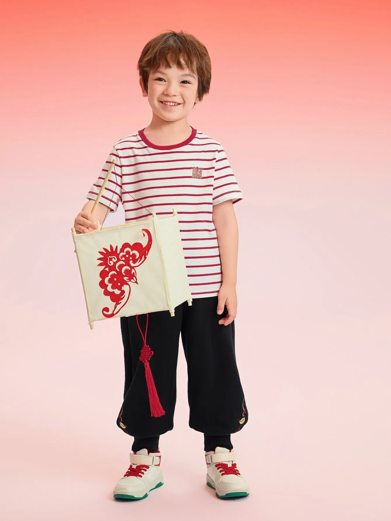 Balabala Baby T-Shirt 2025 New Boy Short Sleeve New Year Red Animal Year Girl Undershirt Best