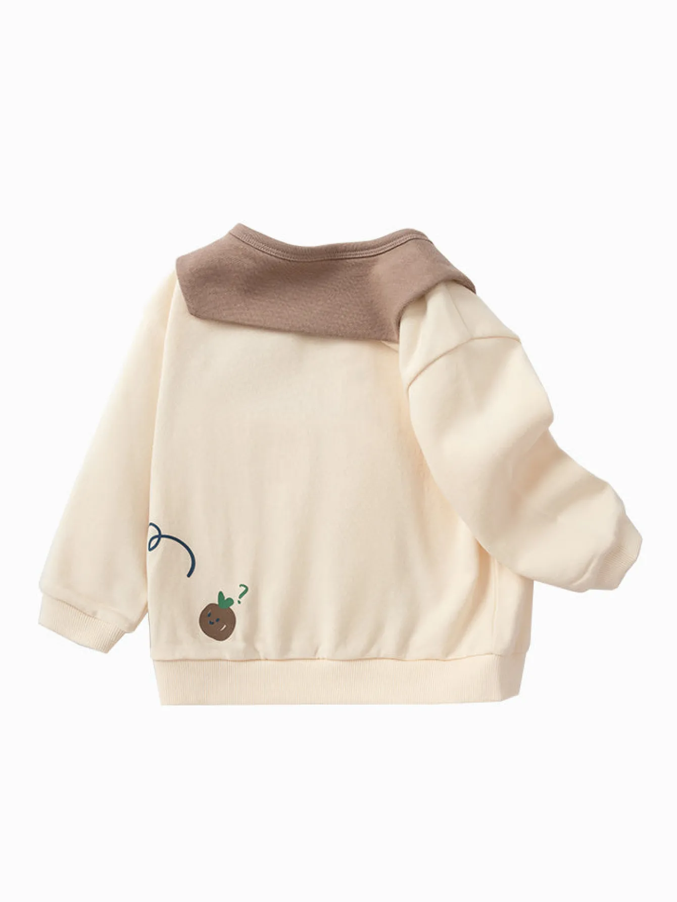 Balabala Baby Unisex 100% Cotton Animal Graphhic Lapel Long Sleeve T-Shirt 0-3 Years Cream White Cheap