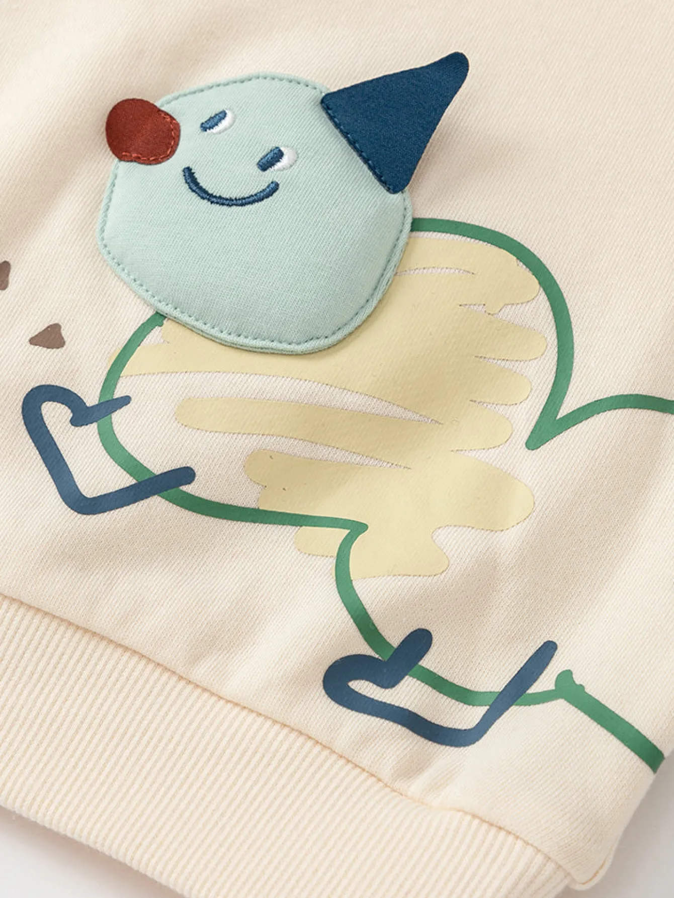 Balabala Baby Unisex 100% Cotton Animal Graphhic Lapel Long Sleeve T-Shirt 0-3 Years Cream White Cheap